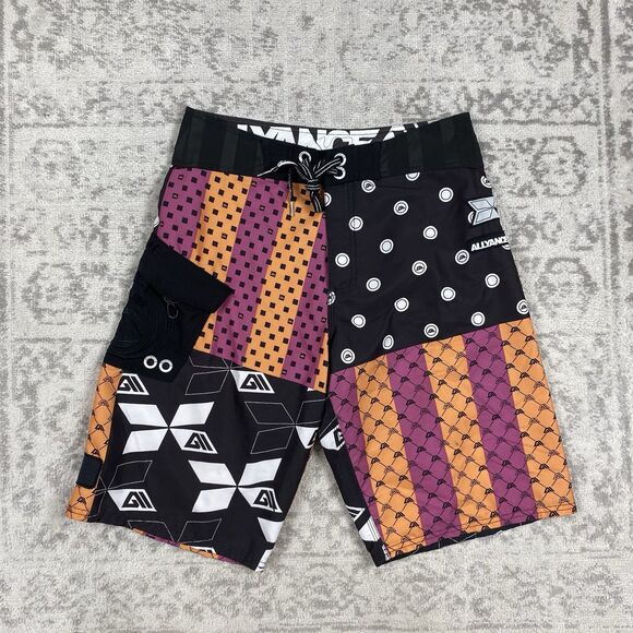 Allyance Mens Rubix Board Shorts Multicolor Patchwork Swim Trunk Bottom Size 32 - Picture 1 of 6